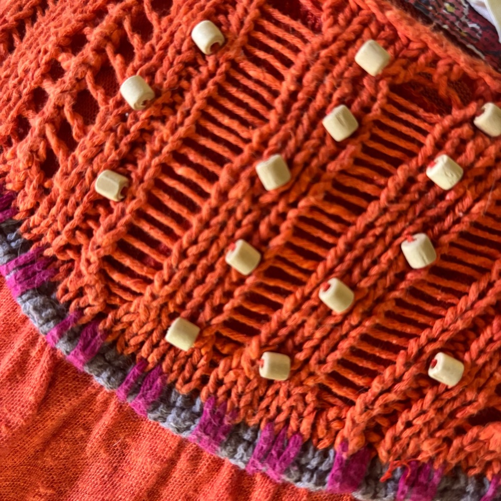 Anthropologie Meadow Rue Orange Smocked Embellished Tank Top - Picture 8 of 8